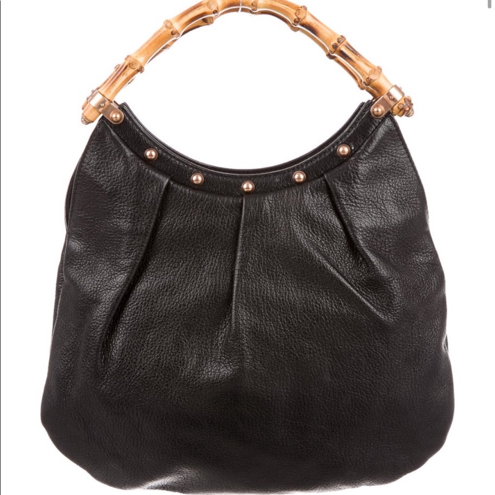 Gucci Studded Bamboo Handle Bag 100% Authentic